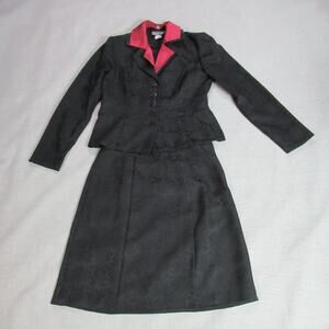 Vintage Suits Us Skirt Set Size 10 Black Embossed Floral Brocade Regency Goth